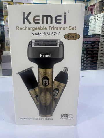 ست ماشین اصلاح شارژی 3 در 1 KEMEI مدل KM-6712